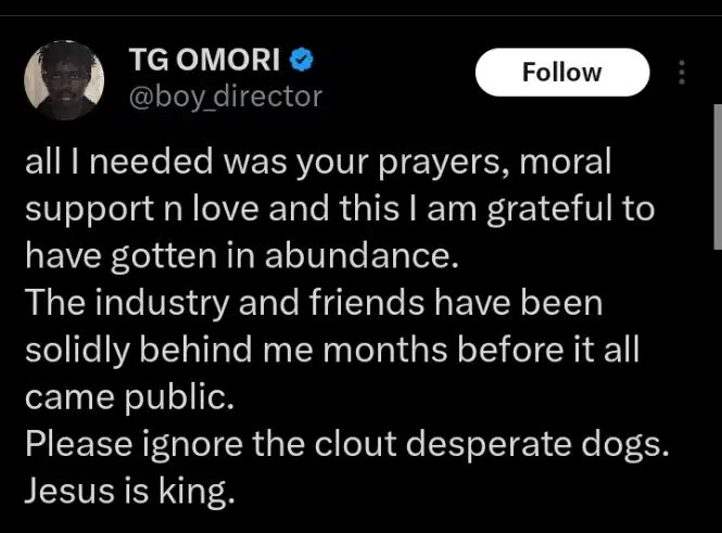 "The industry and friends have been solidly behind me" – TG Omori clears the air