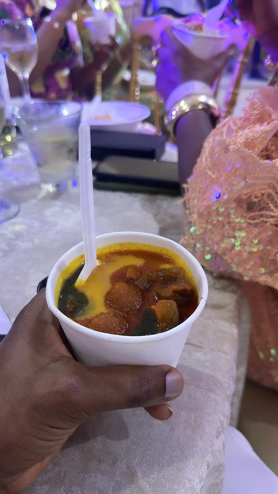 Saga laments over amala portion served at wedding, blames 'T-Pain'